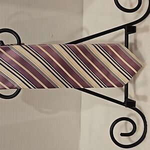 Firenze | Men's Lavender Tan Stripe Classic Made in Italy Silk Tie